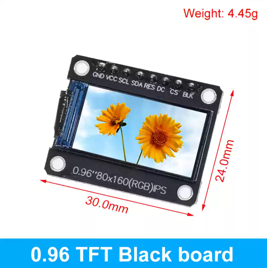 0.96 Inch IPS LCD Display Module 80x160 RGB 65K Color SPI ST7735S