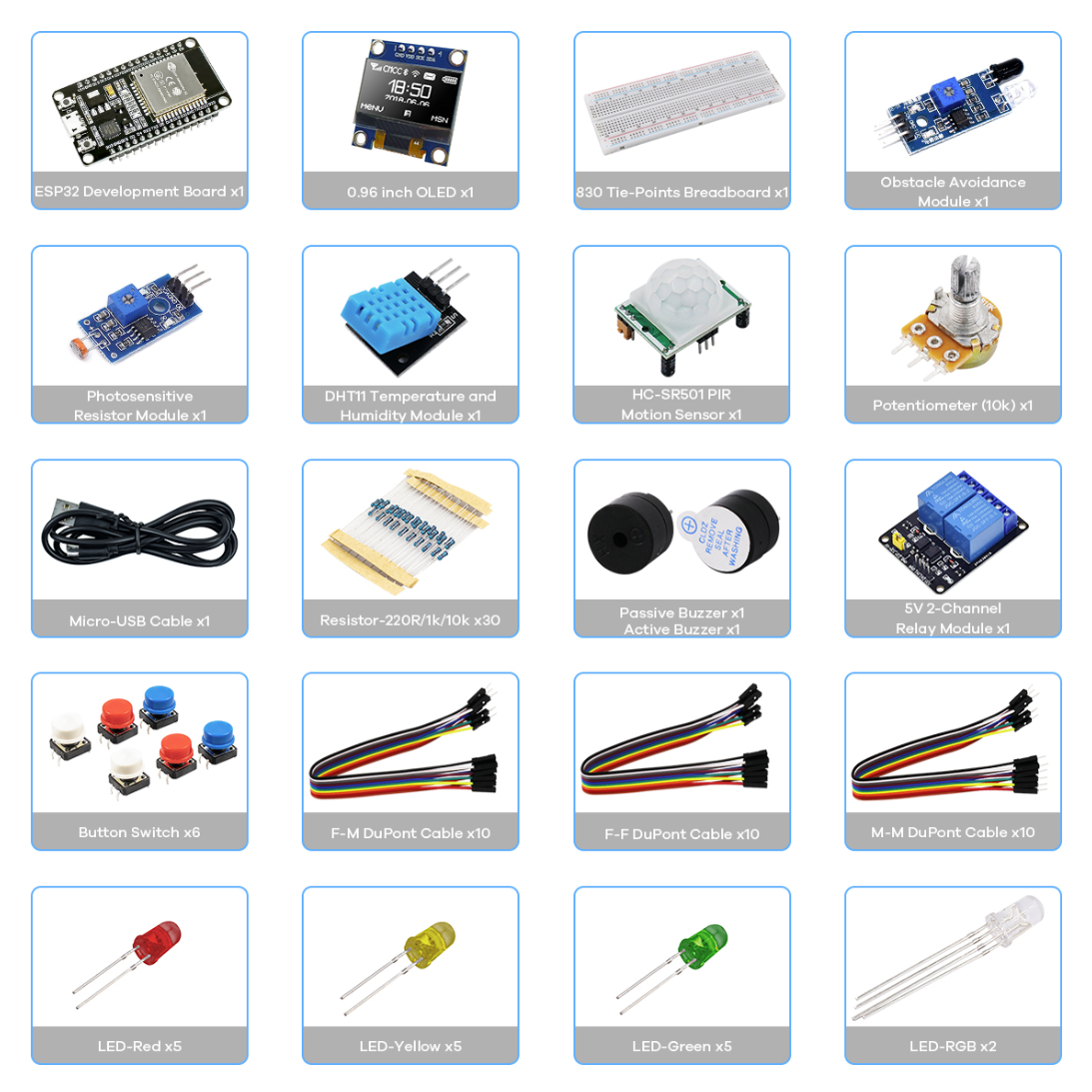 ESP32 Starter Kit – Complete IoT Development Bundle with ESP-32S WiFi/Bluetooth Board