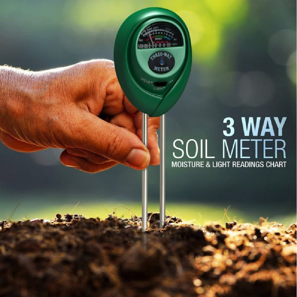 3 Way Soil Meter For Moisture, Light Intensity and pH Testing