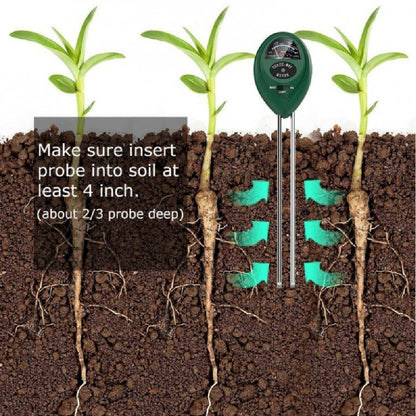 3 Way Soil Meter For Moisture, Light Intensity and pH Testing