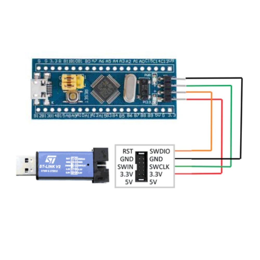 ST Link V2 Programmer For STM8 and STM32 – ControllersTech®